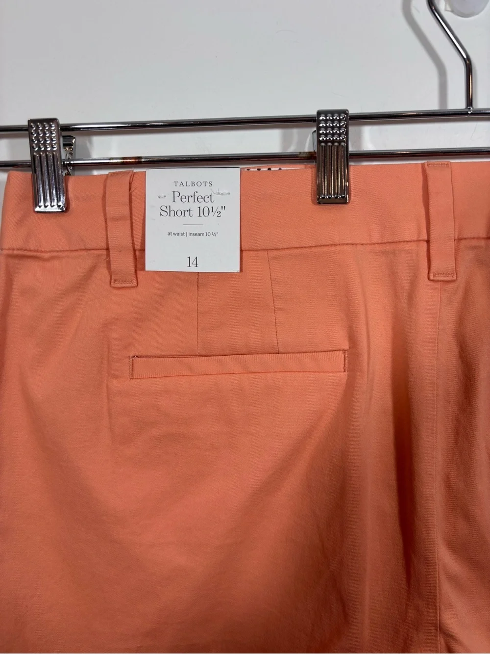 TALBOTS Perfect Short 10½” NEW Size 14 Orange stretch twill knee length